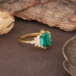 Luxurious and Unique 8-Prong Emerald Cut Emerald Engagement Ring - Additional view