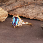 Luxurious and Unique 8-Prong Emerald Cut Alexandrite Engagement Ring - Additional view