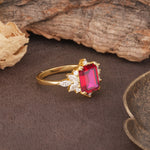 Luxurious and Unique 8-Prong Emerald Cut Ruby Engagement Ring - Additional view