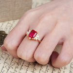 Luxurious and Unique 8-Prong Emerald Cut Ruby Engagement Ring - Additional view
