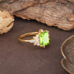 Luxurious and Unique 8-Prong Emerald Cut Peridot Engagement Ring - Additional view