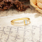 Unique and Classic: Inlaid with an Emerald-Cut Moissanite Engagement Ring - Additional view