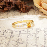 Unique and Classic: Inlaid with an Emerald-Cut Citrine Engagement Ring - Additional view