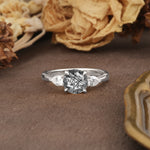 Classic, Luxurious 4-Prong Pear Cut Black Rutilated Quartz Three Stone Engagement Ring - Additional view