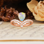 Unique Crown Three-Prong Pear Cut Fire Opal Engagement Ring - Additional view