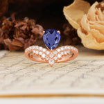Unique Crown Three-Prong Pear Cut Tanzanite Engagement Ring - Additional view