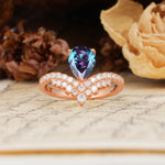 Unique Crown Three-Prong Pear Cut Alexandrite Engagement Ring - Additional view