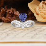 Unique Crown Three-Prong Pear Cut Tanzanite Engagement Ring - Additional view