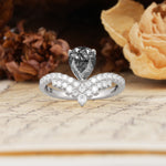 Unique Crown Three-Prong Pear Cut Black Rutilated Quartz Engagement Ring - Additional view