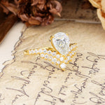 Unique Crown Three-Prong Pear Cut Moissanite Engagement Ring - Additional view