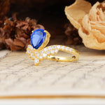 Unique Crown Three-Prong Pear Cut Sapphire Engagement Ring - Additional view