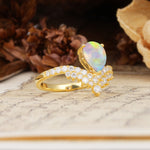 Unique Crown Three-Prong Pear Cut Fire Opal Engagement Ring - Additional view
