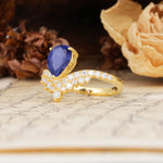 Unique Crown Three-Prong Pear Cut Tanzanite Engagement Ring - Additional view