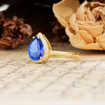 Luxurious Vintage-Style Pavé-Set, 4-Prong Pear Cut Sapphire Engagement Ring - Additional view