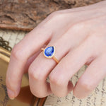 Luxurious Vintage-Style Pavé-Set, 4-Prong Pear Cut Sapphire Engagement Ring - Additional view