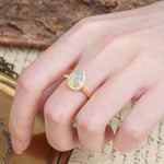 Luxurious Vintage-Style Pavé-Set, 4-Prong Pear Cut Fire Opal Engagement Ring - Additional view