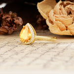Luxurious Vintage-Style Pavé-Set, 4-Prong Pear Cut Citrine Engagement Ring - Additional view