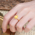 Luxurious Vintage-Style Pavé-Set, 4-Prong Pear Cut Citrine Engagement Ring - Additional view