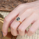 Luxurious Vintage-Style Pavé-Set, 4-Prong Pear Cut Black Rutilated Quartz Engagement Ring - Additional view