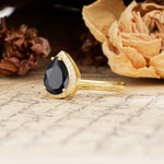 Luxurious Vintage-Style Pavé-Set, 4-Prong Pear Cut Black Onyx Engagement Ring - Additional view
