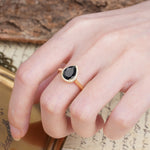 Luxurious Vintage-Style Pavé-Set, 4-Prong Pear Cut Black Onyx Engagement Ring - Additional view