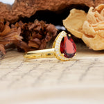 Luxurious Vintage-Style Pavé-Set, 4-Prong Pear Cut Garnet Engagement Ring - Additional view