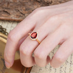 Luxurious Vintage-Style Pavé-Set, 4-Prong Pear Cut Garnet Engagement Ring - Additional view
