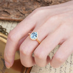 Luxurious Vintage-Style Pavé-Set, 4-Prong Pear Cut Aquamarine Engagement Ring - Additional view