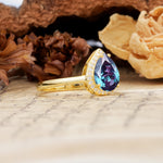 Luxurious Vintage-Style Pavé-Set, 4-Prong Pear Cut Alexandrite Engagement Ring - Additional view