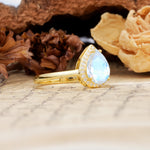 Luxurious Vintage-Style Pavé-Set, 4-Prong Pear Cut Moonstone Engagement Ring - Additional view