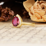 Luxurious Vintage-Style Pavé-Set, 4-Prong Pear Cut Ruby Engagement Ring - Additional view