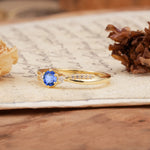 Simple 6-Prong Round Cut Sapphire Side Stone Engagement Ring - Additional view