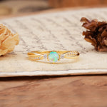 Simple 6-Prong Round Cut Fire Opal Side Stone Engagement Ring - Additional view