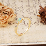 Simple 6-Prong Round Cut Fire Opal Side Stone Engagement Ring - Additional view