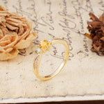 Simple 6-Prong Round Cut Citrine Side Stone Engagement Ring - Additional view