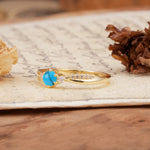 Simple 6-Prong Round Cut Turquoise Side Stone Engagement Ring - Additional view