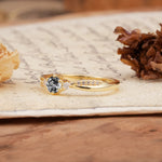 Simple 6-Prong Round Cut Black Rutilated Quartz Side Stone Engagement Ring - Additional view