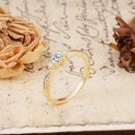 Simple 6-Prong Round Cut Lab Diamond Side Stone Engagement Ring - Additional view