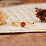 Simple 6-Prong Round Cut Garnet Side Stone Engagement Ring - Additional view