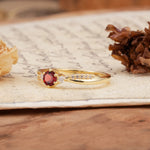 Simple 6-Prong Round Cut Garnet Side Stone Engagement Ring - Additional view