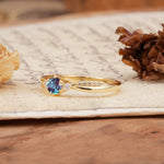 Simple 6-Prong Round Cut Alexandrite Side Stone Engagement Ring - Additional view