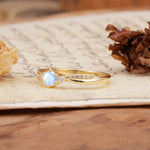 Simple 6-Prong Round Cut Moonstone Side Stone Engagement Ring - Additional view