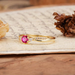 Simple 6-Prong Round Cut Ruby Side Stone Engagement Ring - Additional view