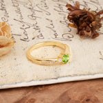 Simple 6-Prong Round Cut Peridot Side Stone Engagement Ring - Additional view