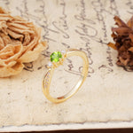 Simple 6-Prong Round Cut Peridot Side Stone Engagement Ring - Additional view