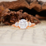 Minimalist 4-Prong Round Cut Moissanite Three Stones Wedding Ring - Additional view