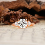 Minimalist 4-Prong Round Cut Lab Diamond Three Stones Wedding Ring - Additional view