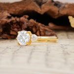 Minimalist 4-Prong Round Cut Moissanite Three Stones Wedding Ring - Additional view