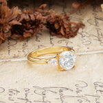 Minimalist 4-Prong Round Cut Moissanite Three Stones Wedding Ring - Additional view
