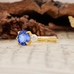 Minimalist 4-Prong Round Cut Sapphire Three Stones Wedding Ring - Additional view